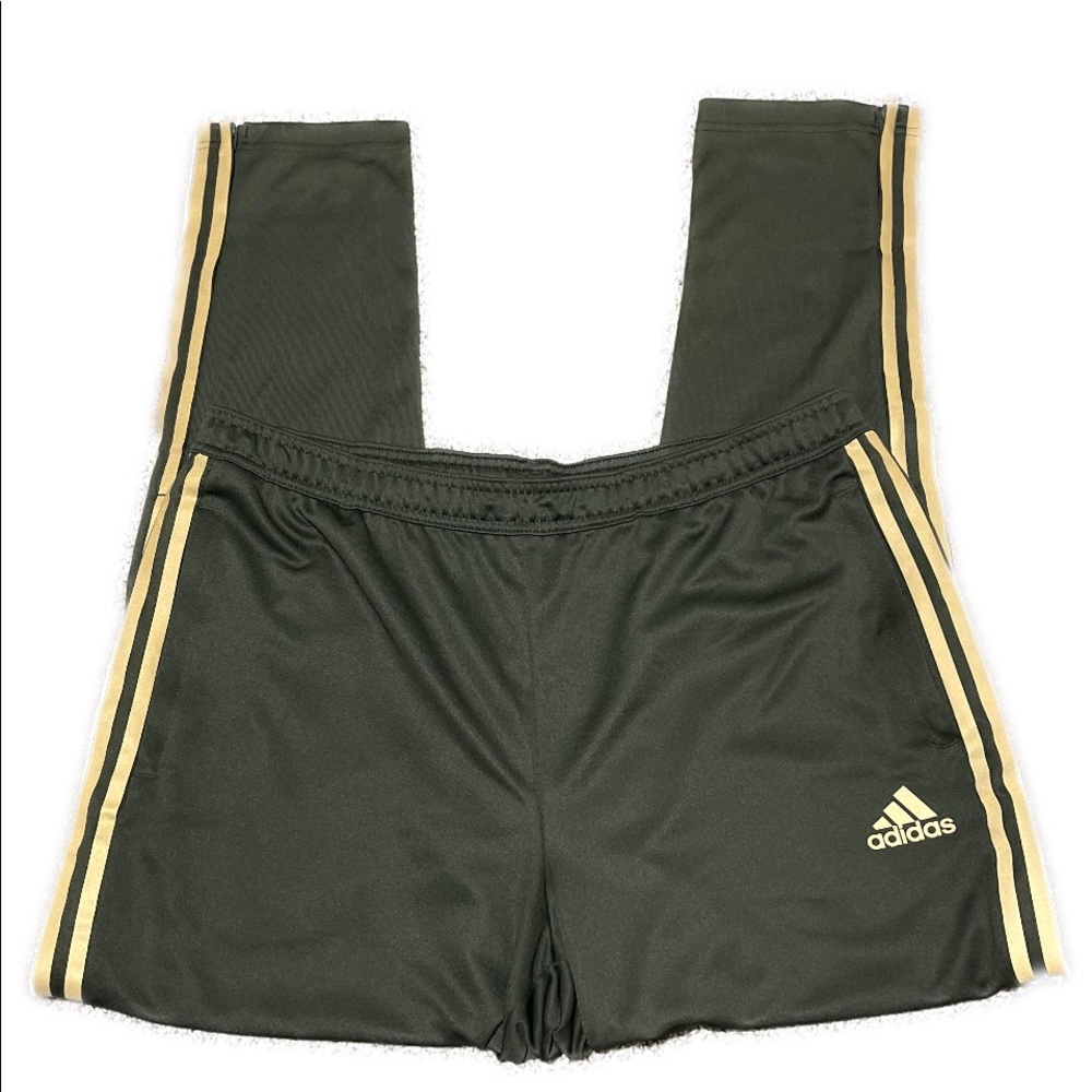 Men’s Adidas Tiro Pants Army Green w/Gold Stripes